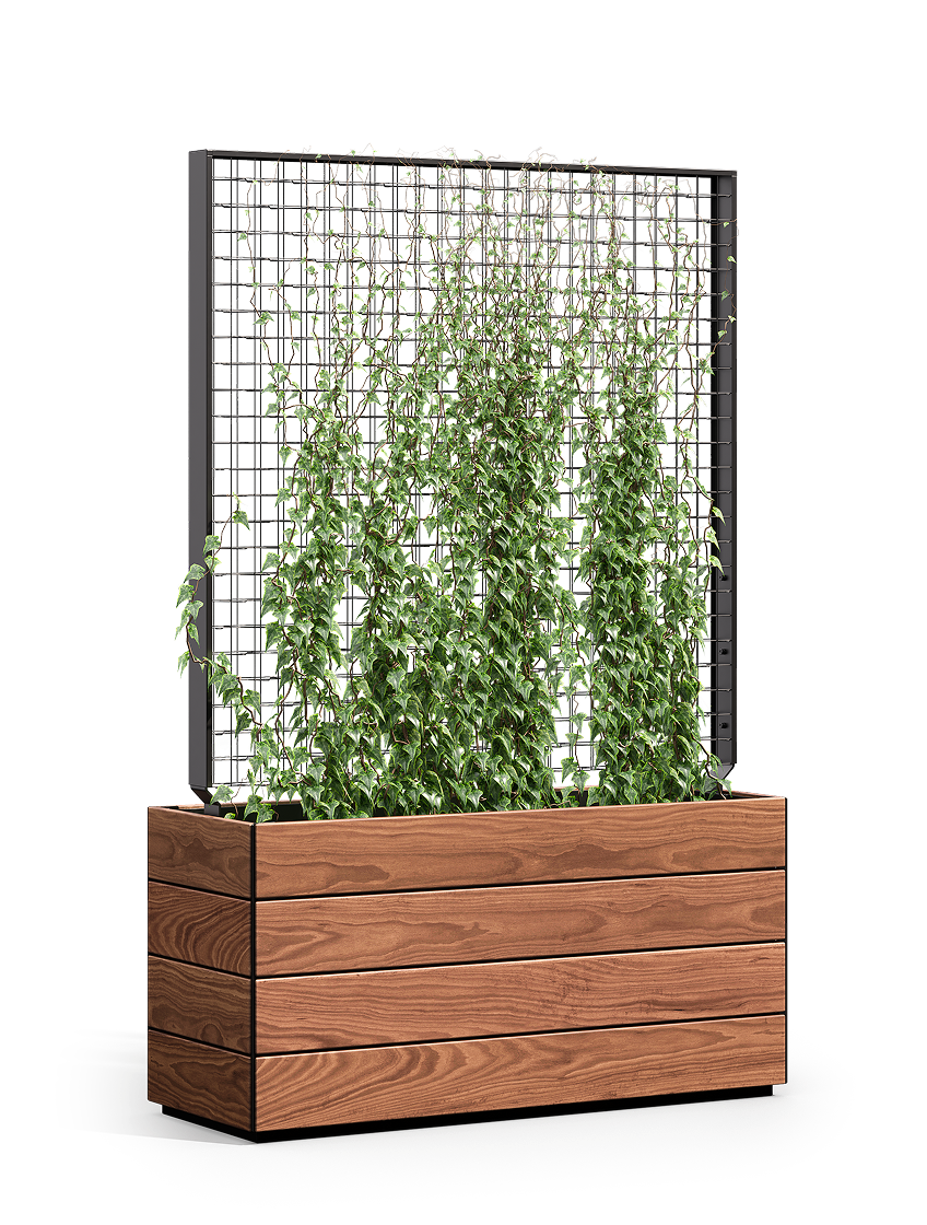 Boulevard Planter, Rectangle with Greenscreen® Trellis