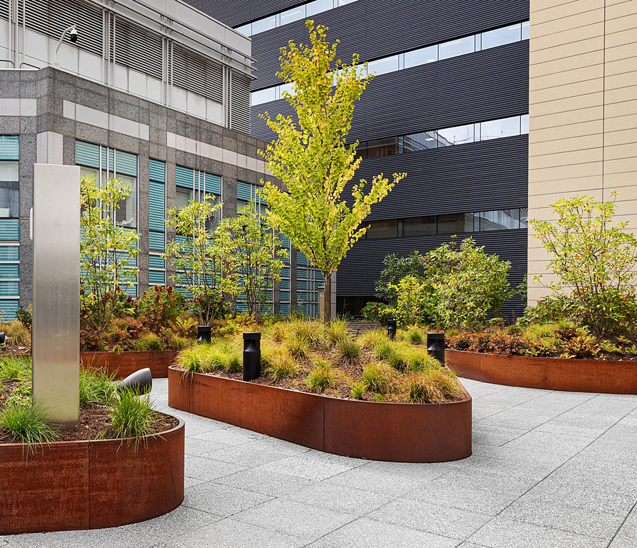 Kitsap Modular Planter Wall, Weathering Steel