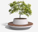 Paso Circular Planter Bench, GFRC & Wood