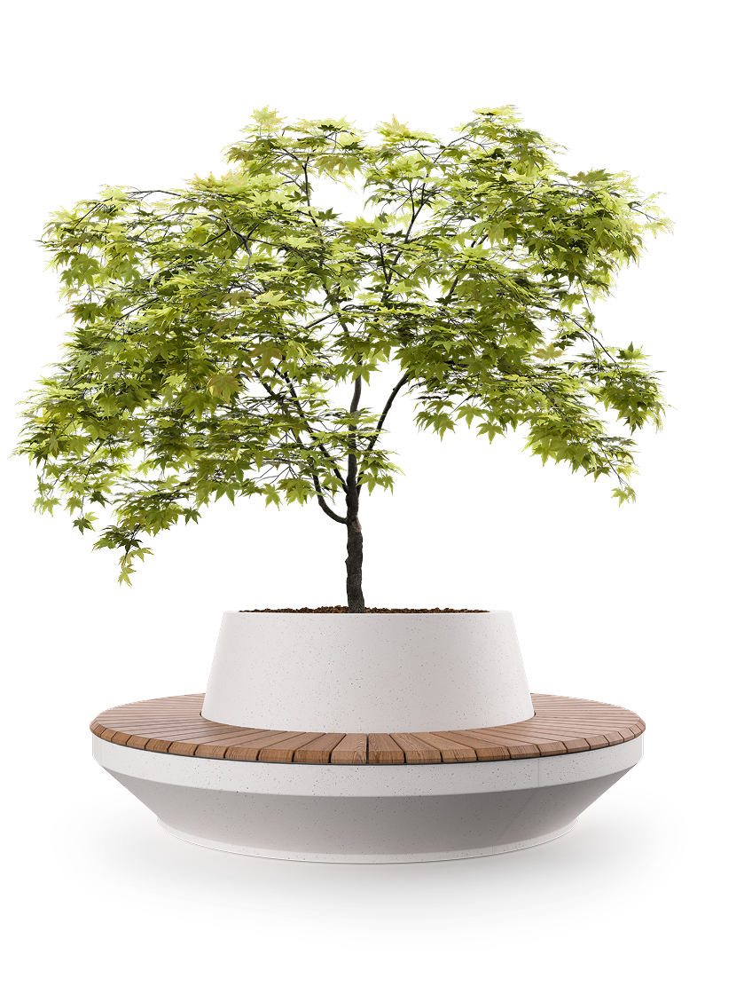 Paso Circular Planter Bench, GFRC & Wood