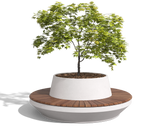 Paso Circular Planter Bench, GFRC & Wood