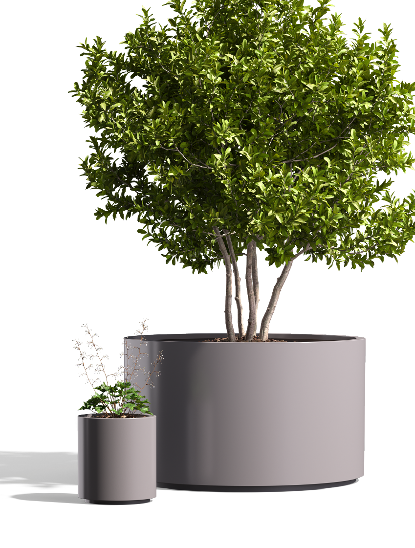 Wilshire Planter, Aluminum Round with Toe Kick