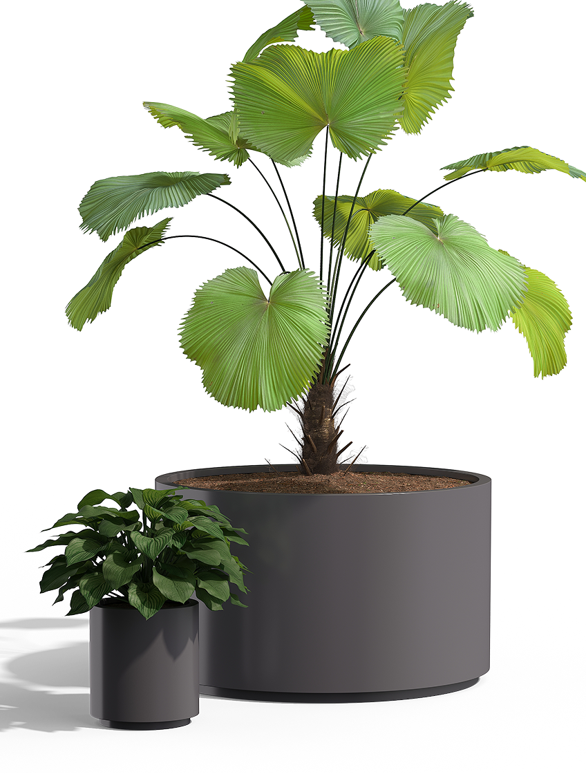 Wilshire Planter, FRP Round with Toe Kick