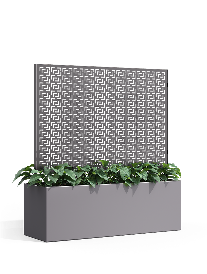 Wilshire Planter, FRP Rectangle with Laser-Cut Screen