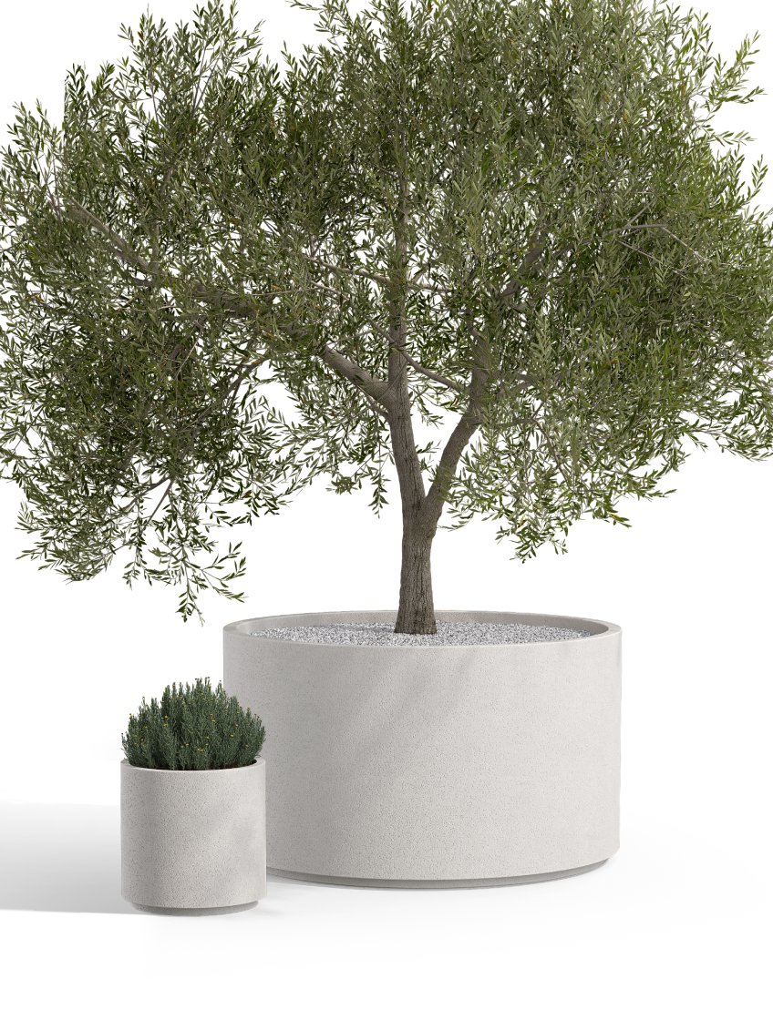 Wilshire Planter, GFRC Round with Toe Kick