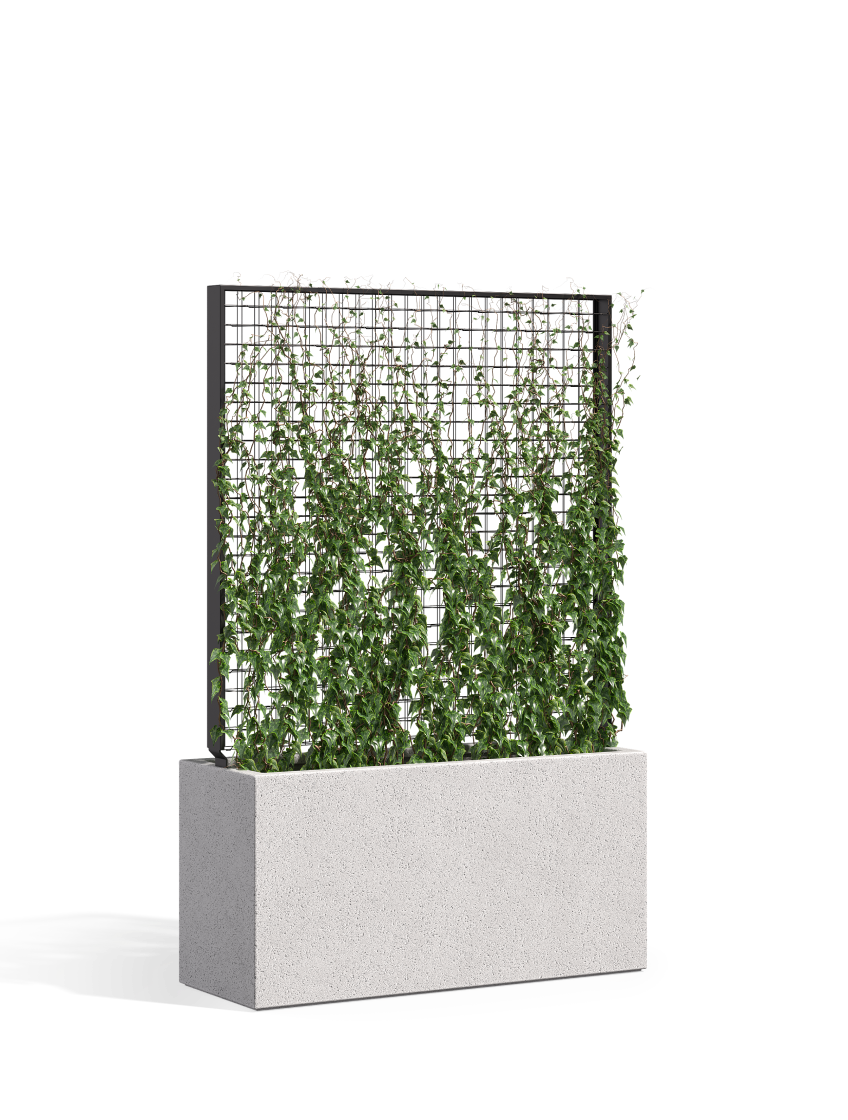 Wilshire Planter, GFRC Rectangle with Greenscreen® Trellis
