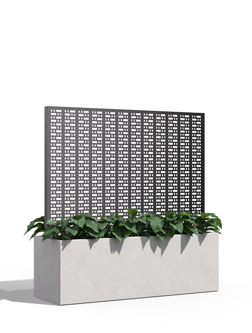 Wilshire Planter, GFRC Rectangle with Laser-Cut Screen