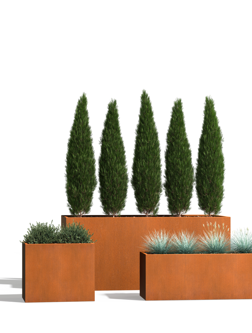 Wilshire Planter, Weathering Steel Rectangle