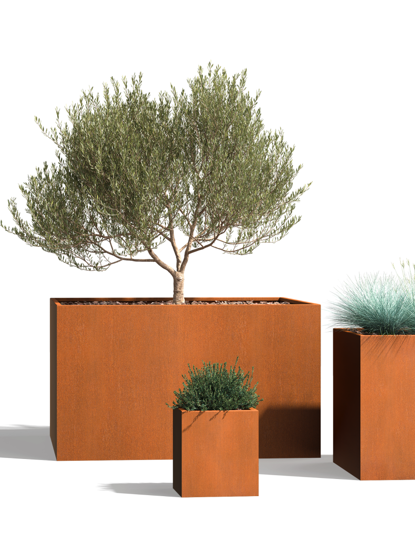 Wilshire Planter, Weathering Steel Square