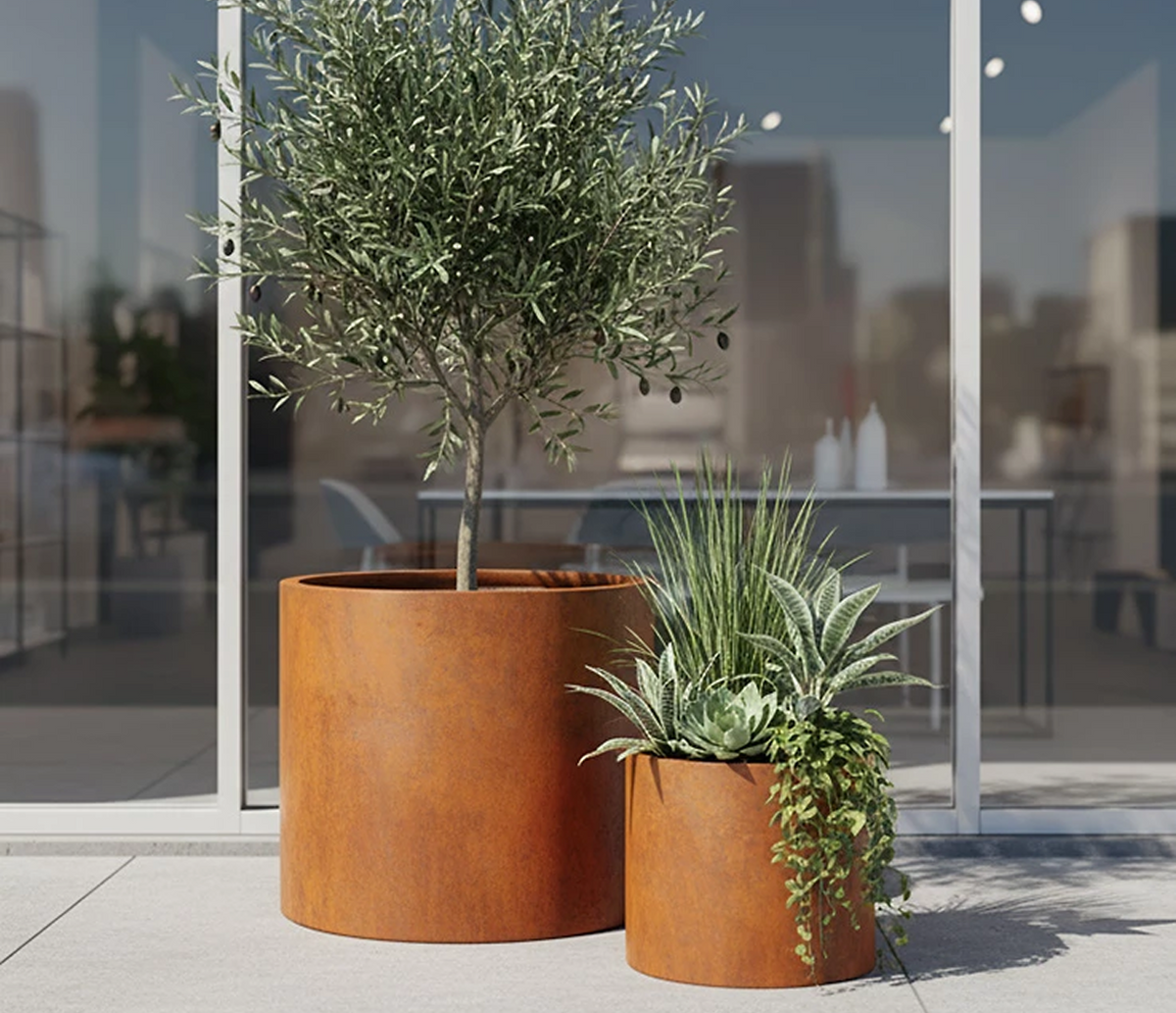 Wilshire Planter, Weathering Steel Round additional image 1