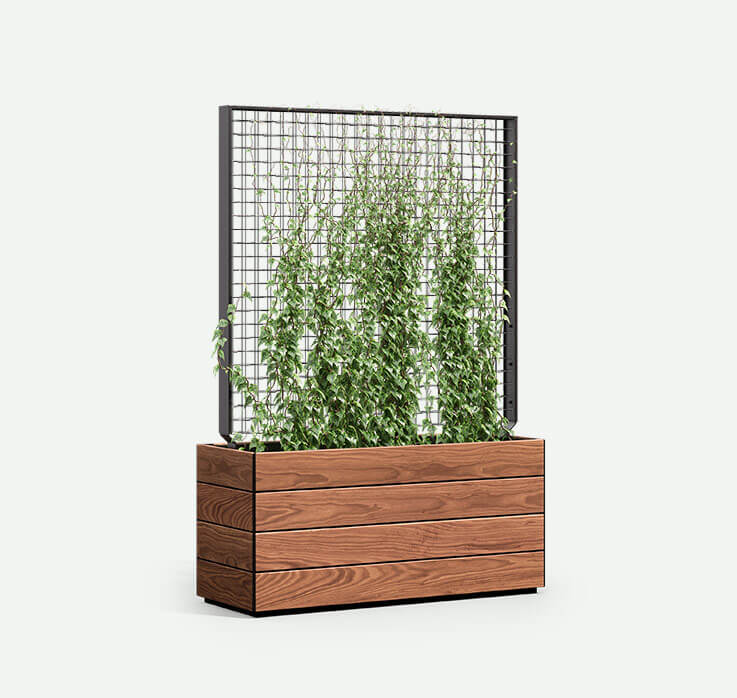 Boulevard Planters with Screens and Trellis