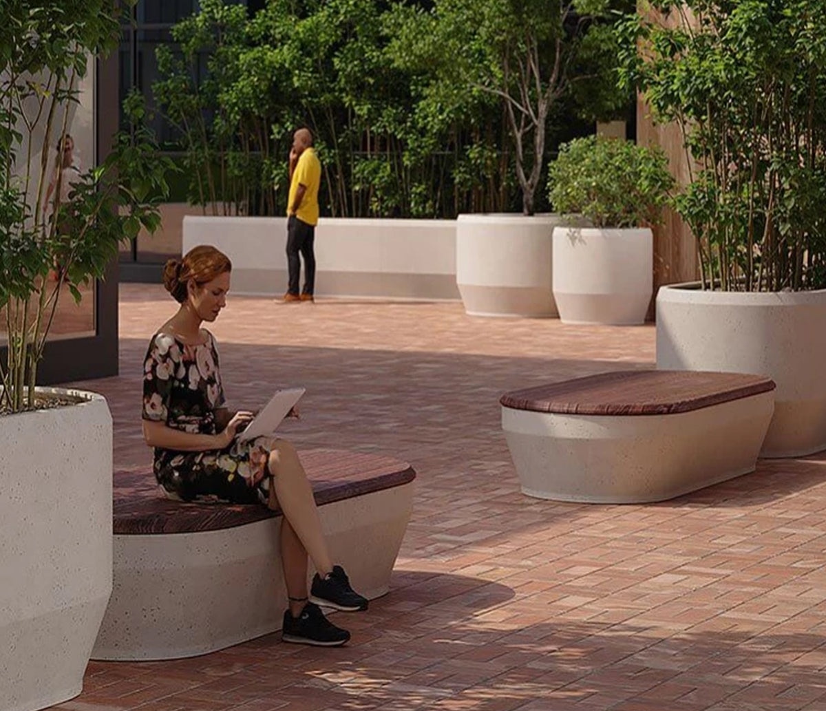 Paso Bench, GFRC & Wood Linear additional image 1